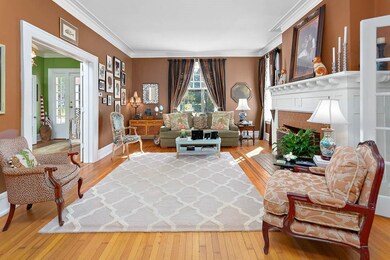 Living room view toward front of house with large
