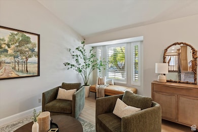 Living area with plantation shutters
