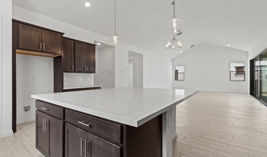 Kitchen with pendant lights