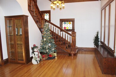 From the beautifully carved staircase, radiator se