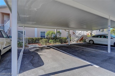 Covered parking lot with stairs