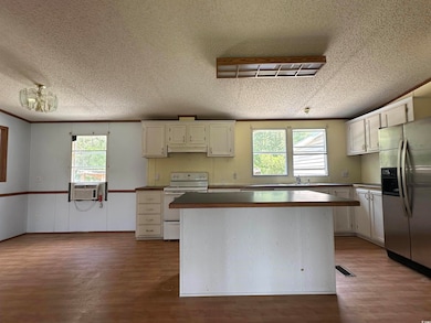 Kitchen featuring stainless steel fridge with ice 