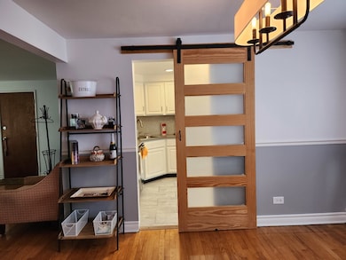 Barn door leading to kitchen