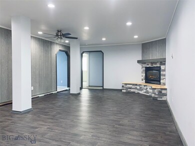 Newly finished basement with gas fireplace