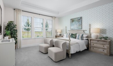 Primary suite with tray ceiling and crown moulding detailing