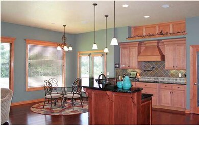 Eating space in kitchen & island.