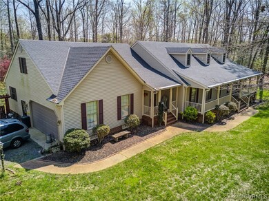 Elevated end view of the front of the house that s