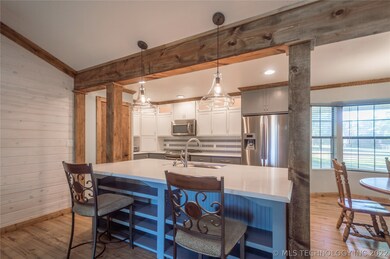 View of remodeled kitchen from first floor living