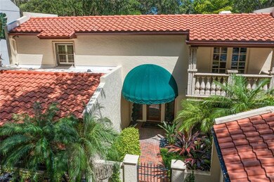 Aerial of entryway - that balcony is off of the one bedroom upstairs