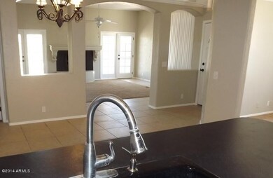 View from kitchen into living room