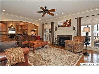 Family great room area with fireplace