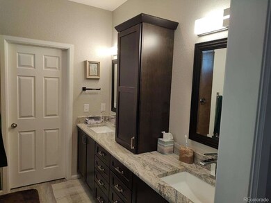 master bath with heated floor and huge shower