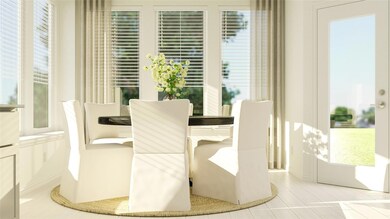 View of tiled dining room