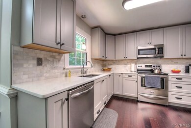 Beautiful marble tile backsplash.