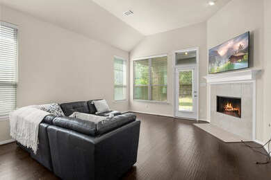 Spacious family room and cozy fireplace