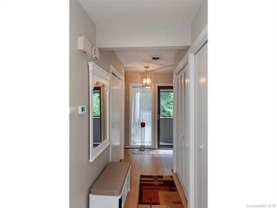 Foyer looking out with lots of storage closets.