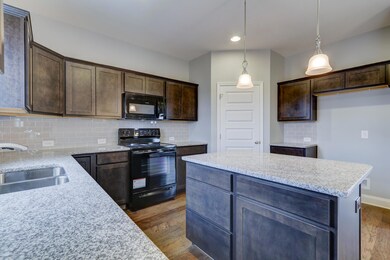 Island with granite countertops