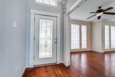 A bright entry with a leaded glass door welcomes you and your guests.