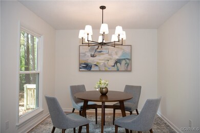 Dining room with a chandelier