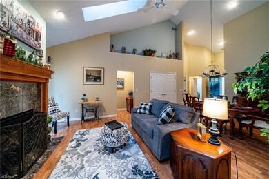 Great room with gas fireplace, vaulted ceilings, s
