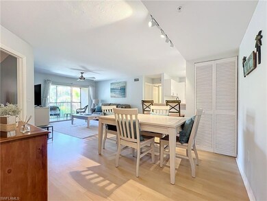Dining area with light hardwood / wood-style floor