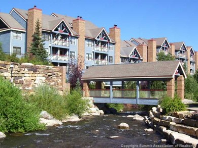 Exterior Back. Location, Location! River Mtn Lodge is located in the heart of Breckenridge.  Ski in across the street, walk to the gondola, or stroll across the covered bridge to Main Street.