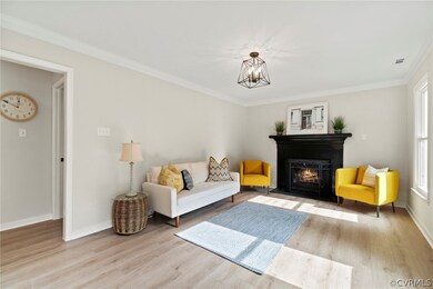 Fresh paint on the walls and fireplace.