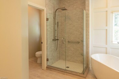 Tile shower with waterfall shower head