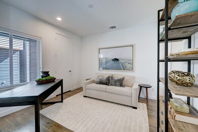 This first bedroom is equally suited to an office