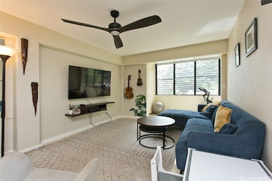 New ceiling fan installed in the living room.
