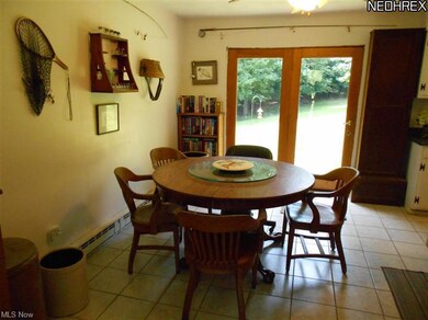 Dinning room with French doors to the back yard.