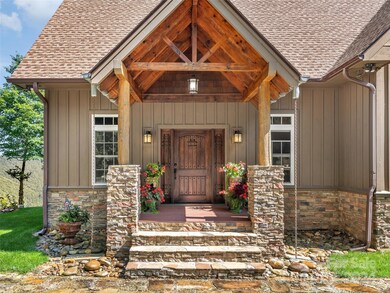 Stacked stone entryway.