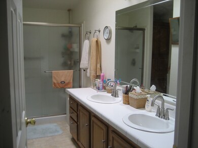 master bath with double sinks,and shower