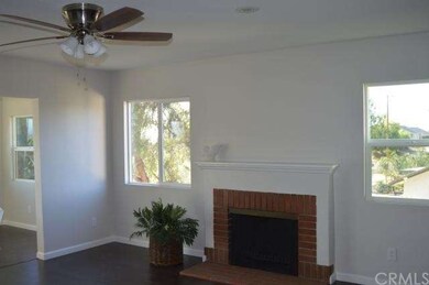 Brick fireplace in living room