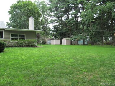 Backyard. On a half acre.  Has two sheds