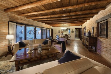 Living and Dining Room w/ Beam Ceilings