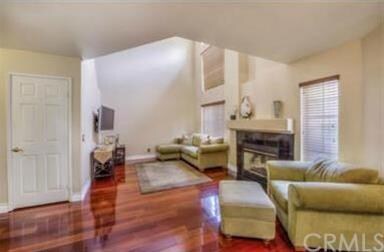 Living room with a fireplace