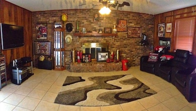 with wood burning fireplace