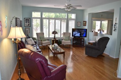 Large Living Room with Hardwood flooring