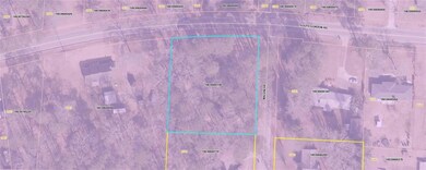 Aerial view of property's location with property boundaries highlighted