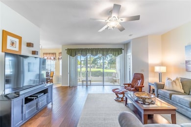 Walnut wood floors in main living areas.
