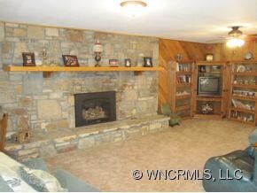Massive stone fireplace