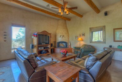 Open Great Room With Kiva Fireplace