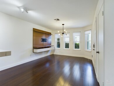 Unfurnished dining area with a chandelier, basebo