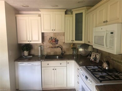 Tiled backsplash, gas range and Kraftmade cabinets