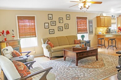 The living room has lots of natural light!