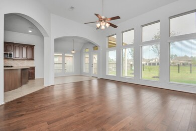 Family room opens to kitchen and breakfast area