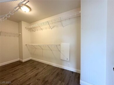 Spacious closet with dark wood-type flooring
