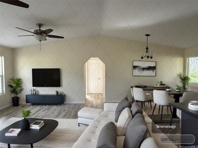 Living room and dining area towards 2 bedroom wing
