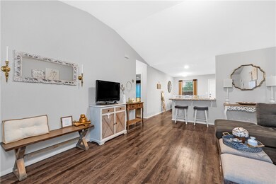 Open floorplan with cathedral ceilings